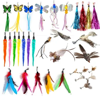 Acessórios para Brinquedos de Gato: O Brinquedo Ideal para Estimular e Divertir Seu Gato 10 Cat Feather Toy Accessories False Birds Worm Toy with Bell Kitten Cat Toys Interactive Replacement Refill Foam Ball Training