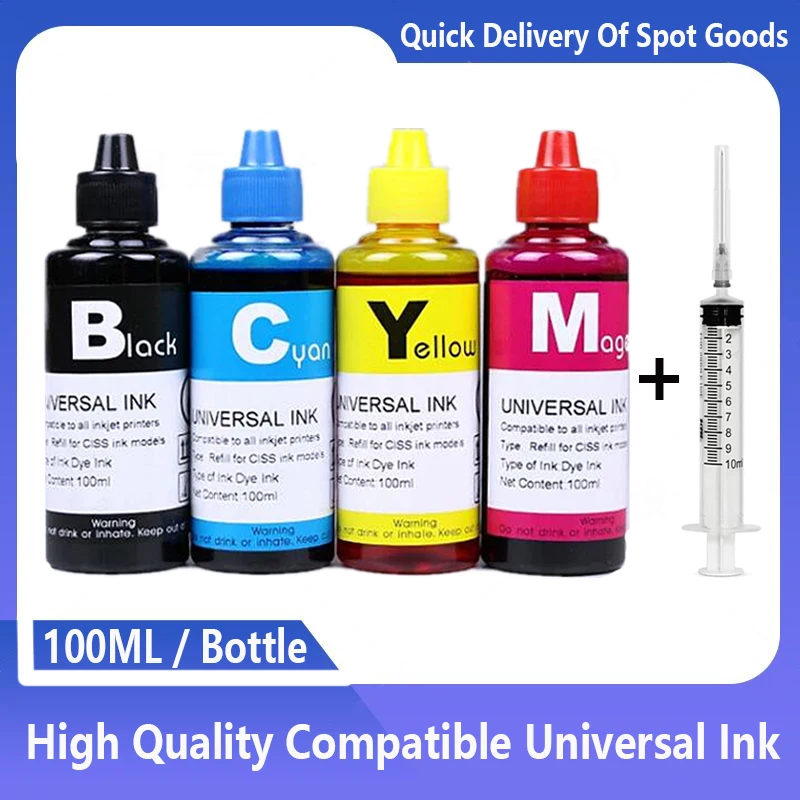 

100ML Bottle Dye Ink Refill Kit For Canon Pixma Cartridge PG 440 445 510 512 545 540 243 210 XL CL 441 446 511 513 Printer Ciss