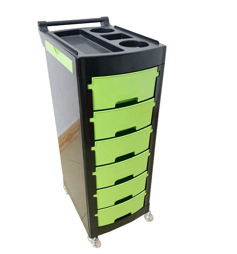 

Factory Price Cheap Price Salon Trolley Hairdressing Barber Shop Professional Six Plastic Drawers Trolley Cart with Wheels