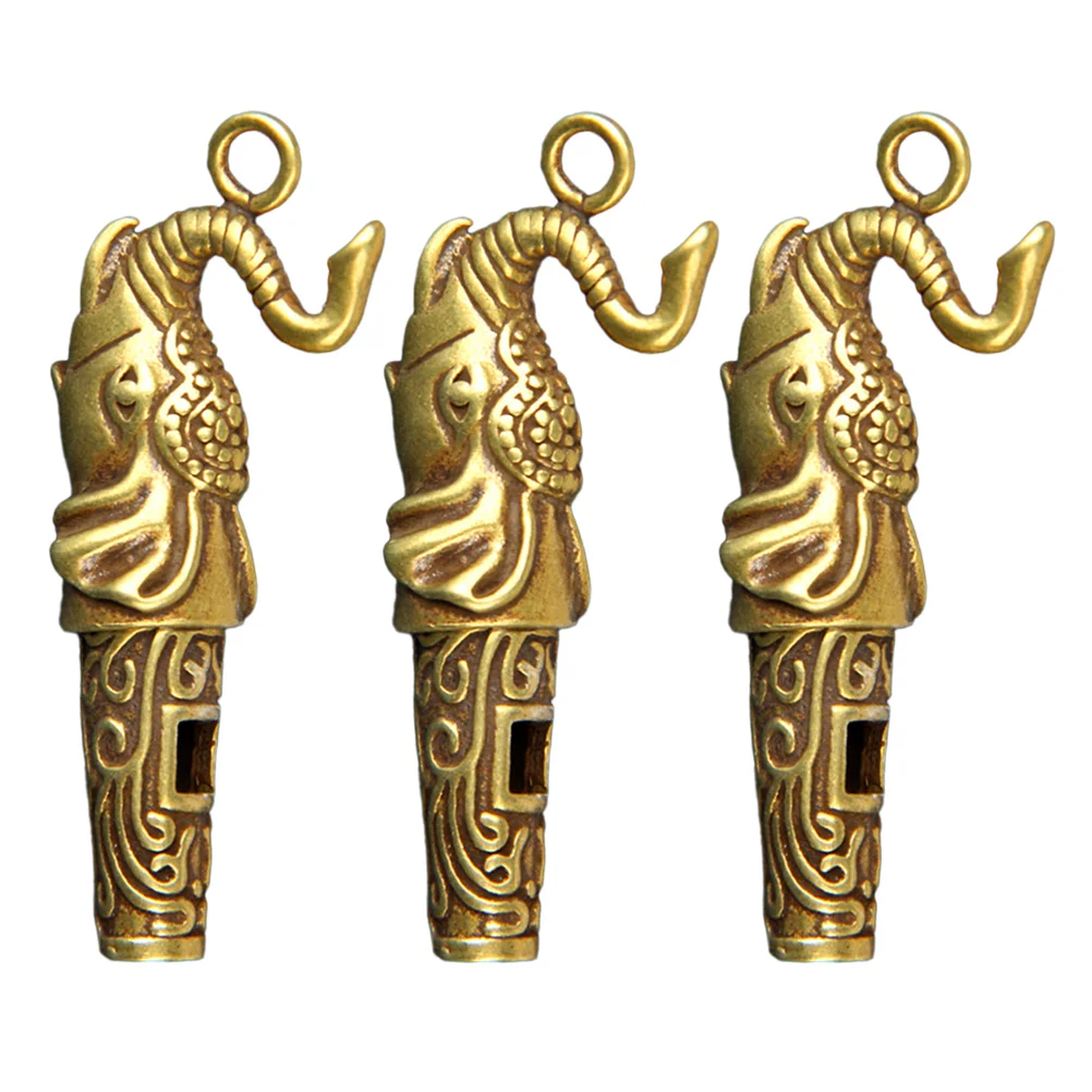 

3 Pcs Elephant Whistle Outdoor Survival Whistles Car Key Pendants First Aid Copper Emergency