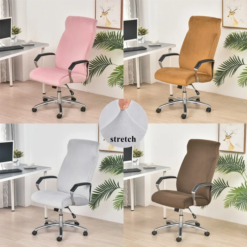 

Velvet Office Chair Covers Soild Color Computer Chairs Cover Dust Proof Gaming Seat Slipcovers Armchair Protector Study Room