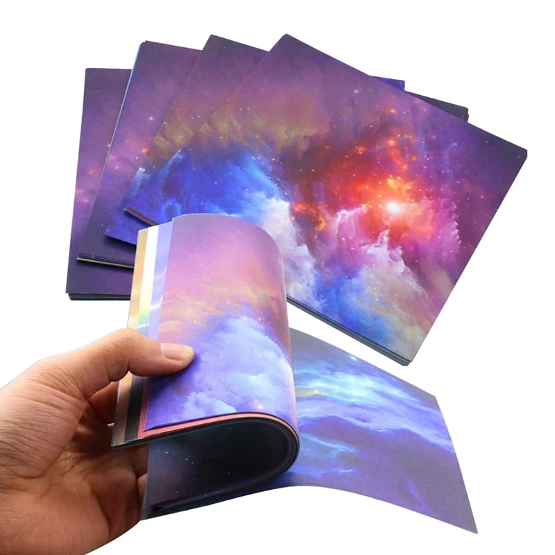 

200 листов бумаги с рисунком галактики космоса звезд оригами, двусторонняя цветная бумага Оригами для декоративно-прикладного искусства (6x6 дюймов)