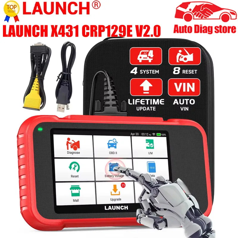 

LAUNCH X431 CRP129E V2.0 Car OBD2 Diagnostic Tool X431 ENG ABS SRS AT Oil SAS EPB TPMS DPF Reset Auto OBD Scanner Free Update