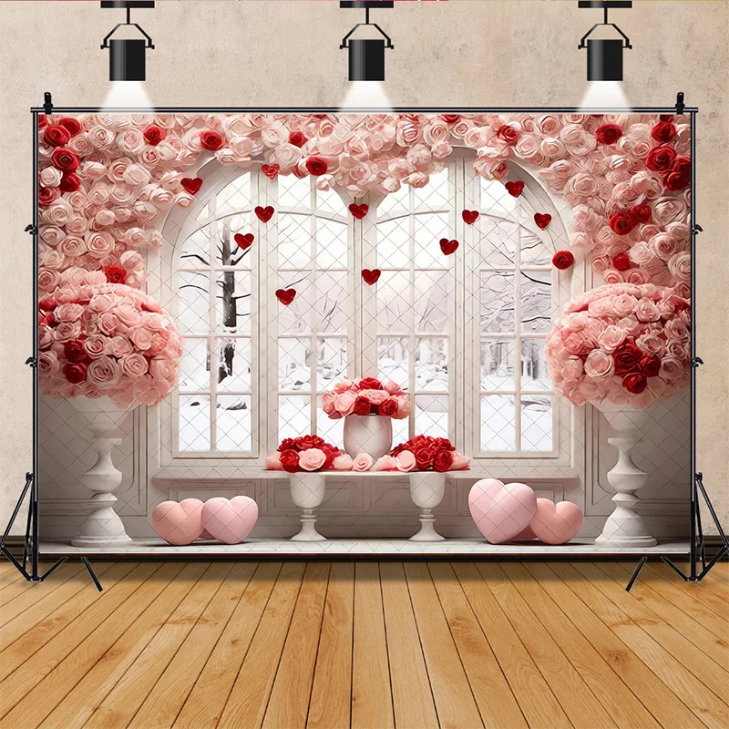 

SHUOZHIKE Valentine's Day Photography Backdrops Props Lover Rose Flower Wall Wedding Ornament Heart Party Background AL-05