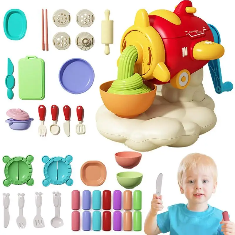 

Детский игровой набор из глины 27 шт., машинка для изготовления лапши в самолете, игрушечный тесто, кухонный набор для творчества, игровой набор для девочек и мальчиков на день рождения, выходные