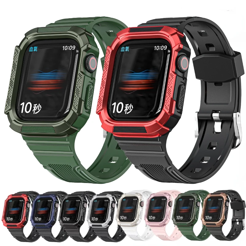 Silicone Strap+Case For Apple Watch Band Ultra 45mm 44mm 42mm 41mm 40mm Bracelet Wristband Cover For iWatch Series 8 7 6 5 4 SE
Silicone Strap+Case For Apple Watch Band Ultra 45mm 44mm 42mm 41mm 40mm Bracelet Wristband Cover For iWatch Series 8 7 6 5 4 SE