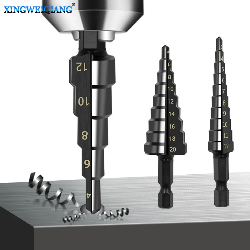 3pcs Hexagonal Handle Nitrided Black Straight Slot Ladder Drill Set for High-speed Steel Pagoda Drilling, 3-12 4-12, 4-20
3pcs Hexagonal Handle Nitrided Black Straight Slot Ladder Drill Set for High-speed Steel Pagoda Drilling, 3-12 4-12, 4-20