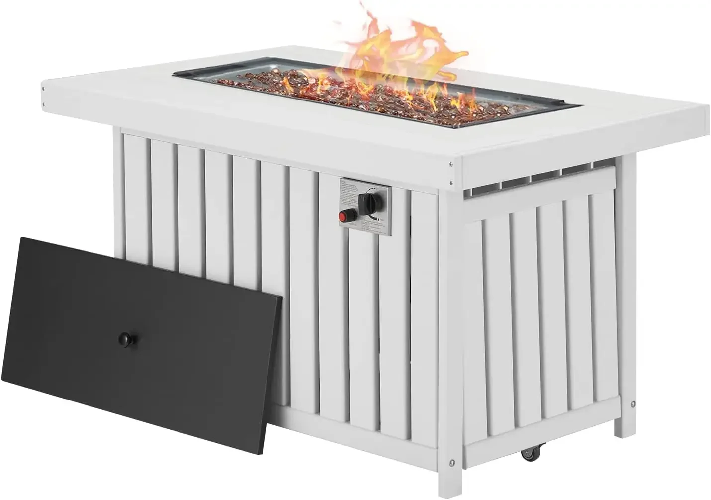 Propane Fire Pit Table, 43 Inch HDPE Smokeless Gas Fire Pit with Lid and Fire Glass, 50,000 BTU Firepit, Add Warmth and Ambience
Propane Fire Pit Table, 43 Inch HDPE Smokeless Gas Fire Pit with Lid and Fire Glass, 50,000 BTU Firepit, Add Warmth and Ambience