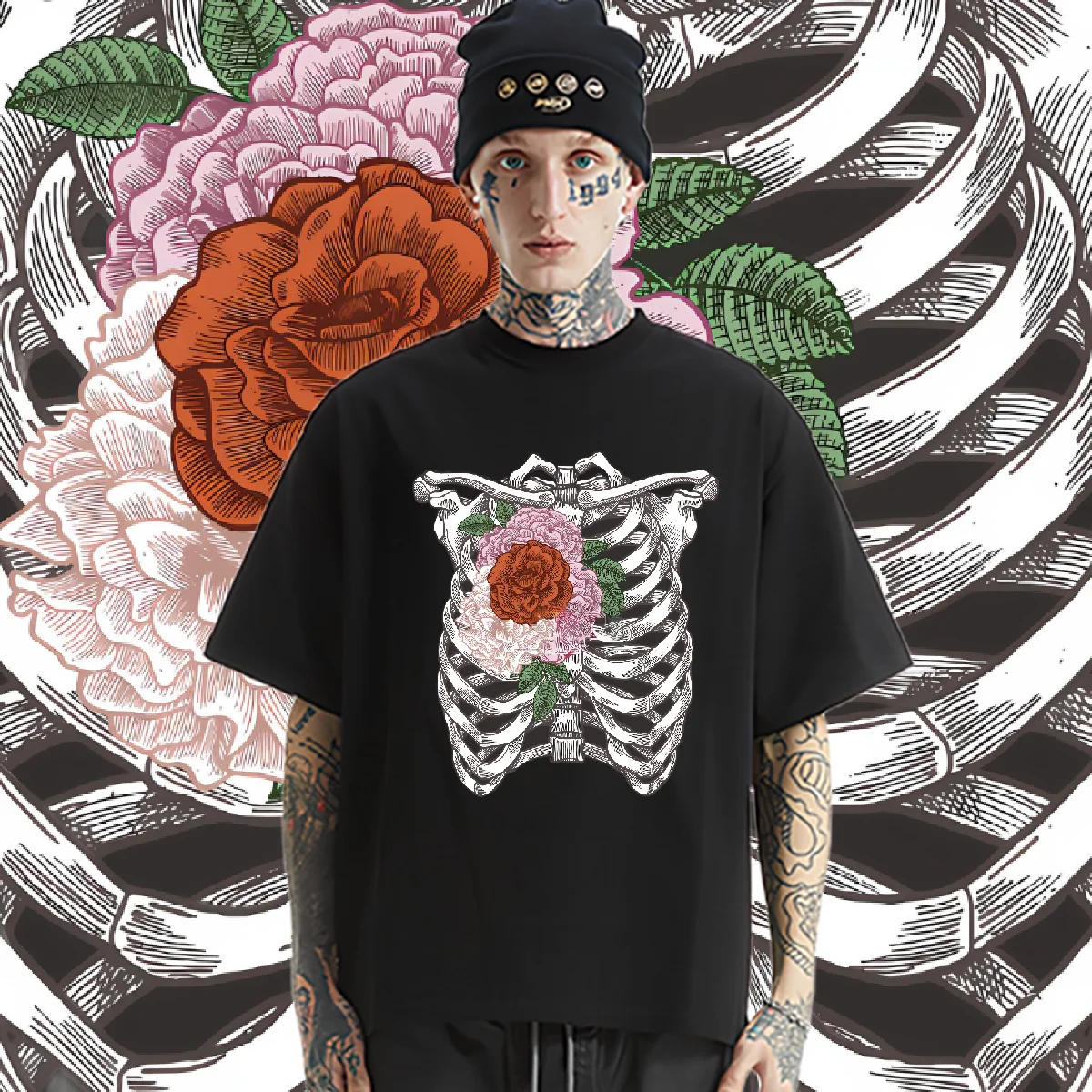 Skull Round Collar T-shirt Loose Oversized Shirt Retro Hip Hop Clothes Design Special Cotton Tee Causal Men Woman Tops Custom
Skull Round Collar T-shirt Loose Oversized Shirt Retro Hip Hop Clothes Design Special Cotton Tee Causal Men Woman Tops Custom