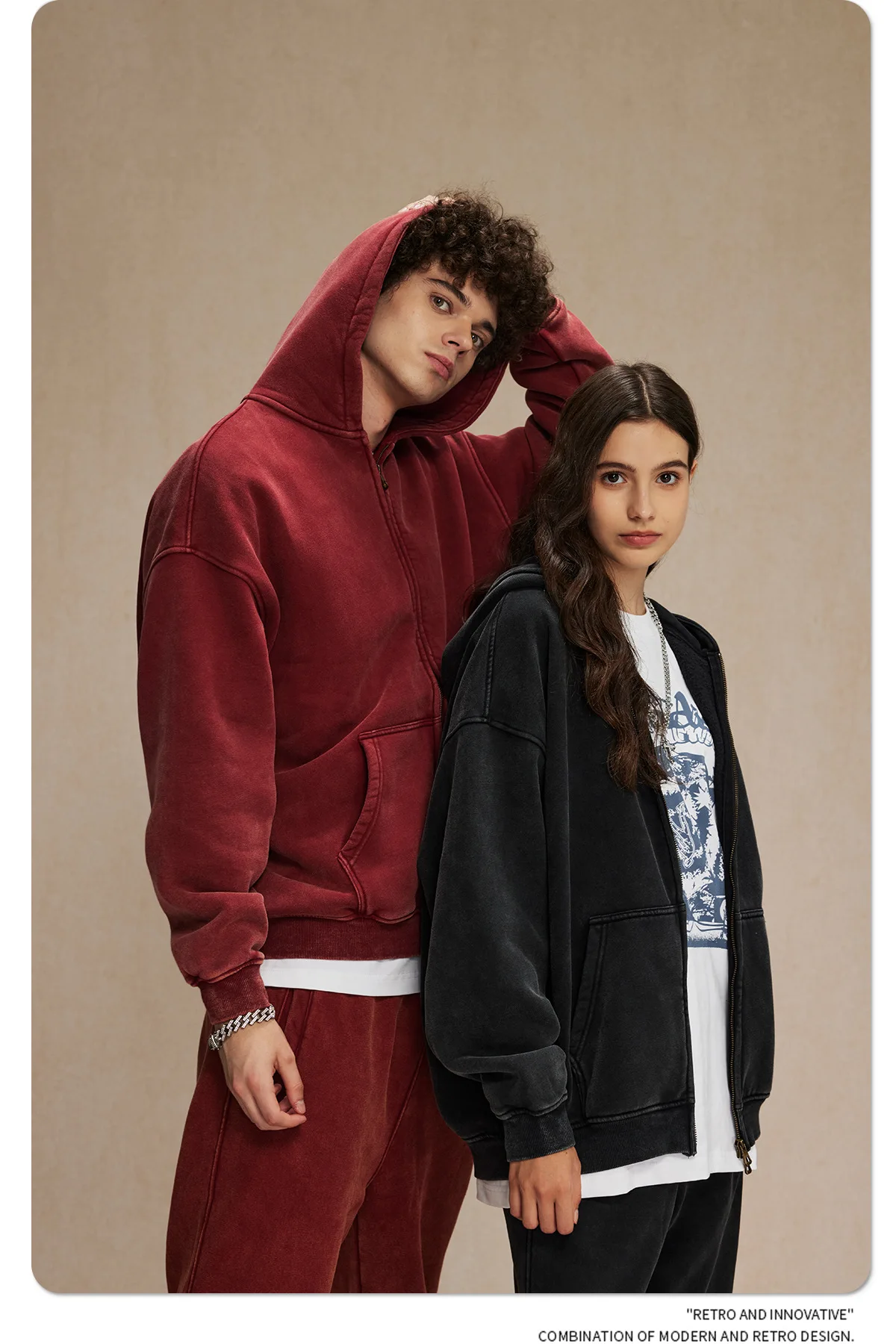 IEFB Men's Wear Wax Printing Vintage Male Hoodies Oversized Loose Zipper Water Washed Plush Sweatshirt Trendy New 9C9349 55 S0c14fcfe25d94a3c813dd5de5e8322ado