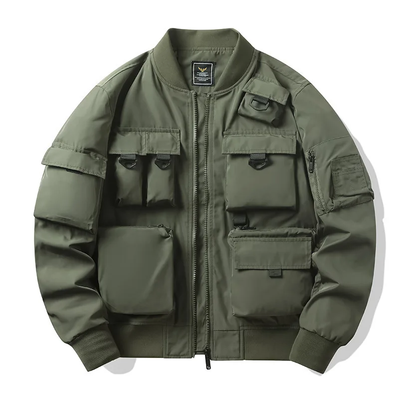 

Vintage American Style Bomber Jackets For Men Multi-pocket Techwear Work Jackets Coat Fashion Winter Jacket 패딩 Chaquetas Hombre