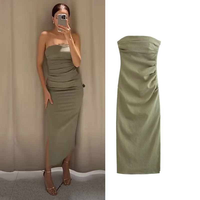 Dress Summer Women Chic Ruched Elegant Tube Top Tight Holiday Dress Fashion Street Casual Comfortable Young Women Maxi Dress
Dress Summer Women Chic Ruched Elegant Tube Top Tight Holiday Dress Fashion Street Casual Comfortable Young Women Maxi Dress