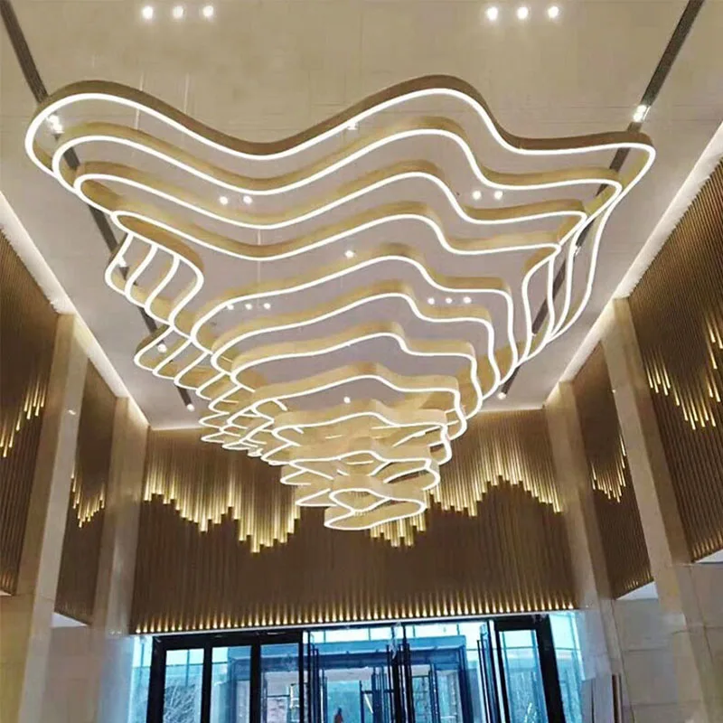 Customized Large Lighting Fixtures Modern Creative Aluminum Circular Chandeliers Hotel Lobby Office Banquet Hall Pendant Lights
Customized Large Lighting Fixtures Modern Creative Aluminum Circular Chandeliers Hotel Lobby Office Banquet Hall Pendant Lights