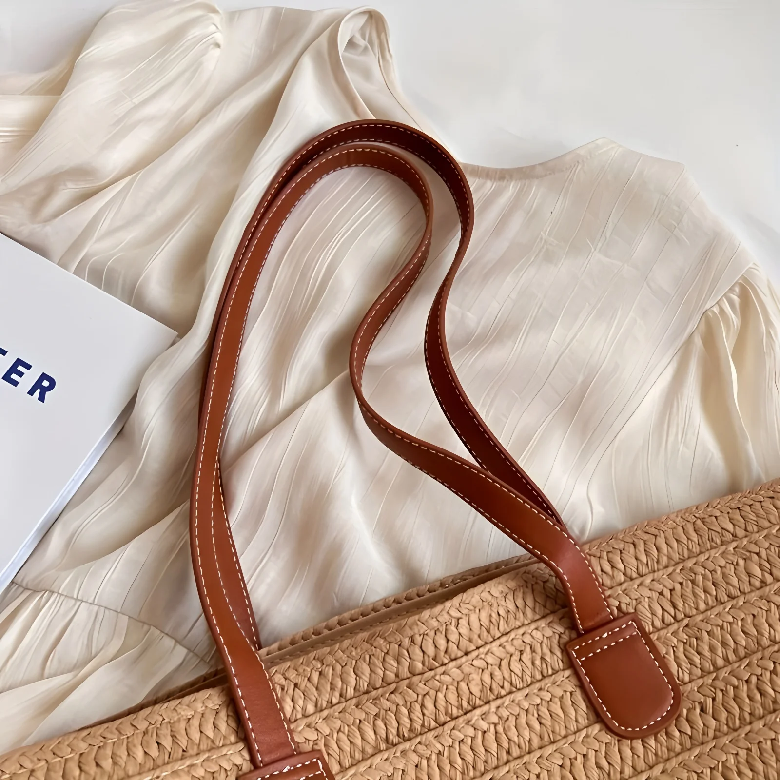 Knitted Straw Luxury Shoulder Bag - Large Woven Beach Shopper Basket 9 S0c19ad3b812f4f62a0739ef68a551343K