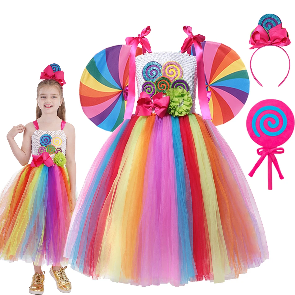 Rainbow Candy Dress For Girls Halloween Lollipop Princess Festival Costume Kids Birthday Party Colorful Fancy Tutu Sling Sets
Rainbow Candy Dress For Girls Halloween Lollipop Princess Festival Costume Kids Birthday Party Colorful Fancy Tutu Sling Sets