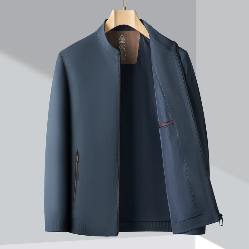 

Высококачественные мужские куртки на весну и осень 2024, новая куртка с воротником стойка для отца среднего возраста, деловая повседневная мужская куртка