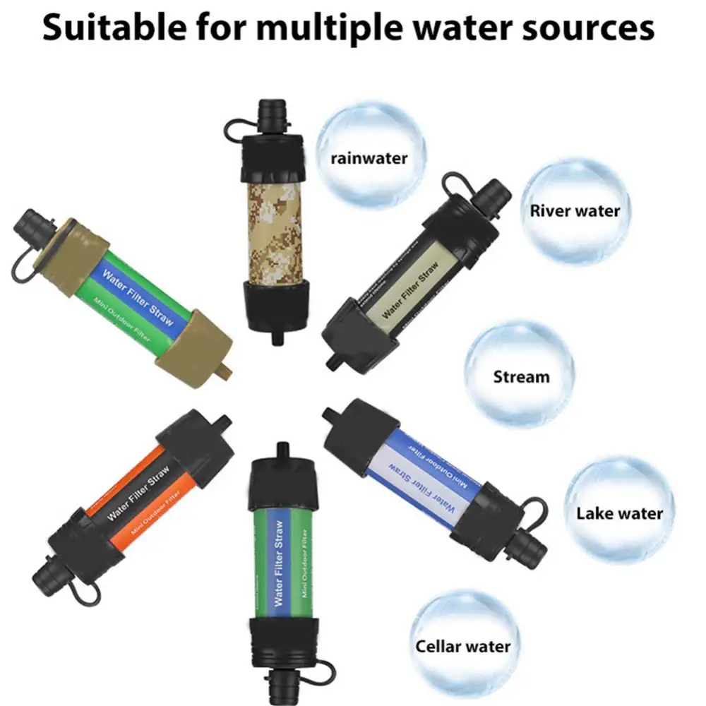 

Personal Water Purifier Water Filtration System Camping Purification Water Filter Straws Outdoor Traveling Survival Emergency