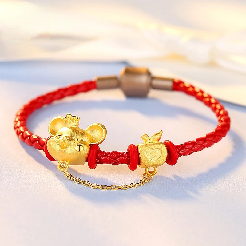 Yellow Gold 3D Hard Gold Animal Year Zodiac Mouse Mouse Year Full Golden Apple Bracelet New Year Gift
Yellow Gold 3D Hard Gold Animal Year Zodiac Mouse Mouse Year Full Golden Apple Bracelet New Year Gift