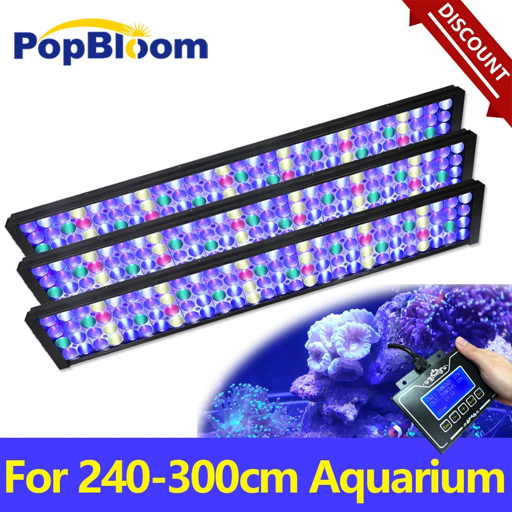 

PopBloom-Full Spectrum Smart Marine LED Aquarium Light Saltwater Aquarium LED Lamp for Reef Coral Fish Tanks,LPS,SPS,250-300cm