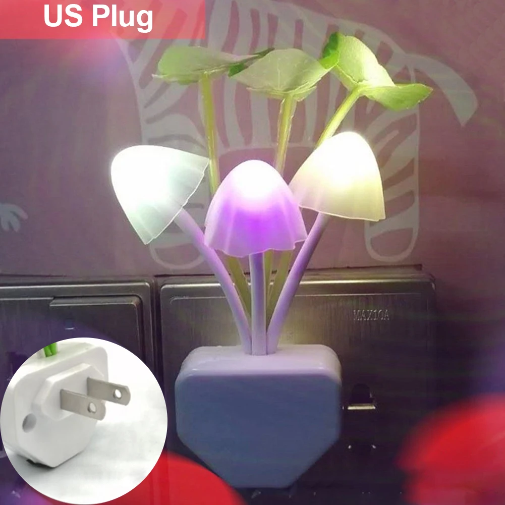 Mushroom Night Light LED Bedside Lamp EU / US Plug 7 Color Changing Light-controlled Sensor for Babyroom Bedroom Home Decor Mushroom Night Light LED Bedside Lamp EU / US Plug 7 Color Changing Light-controlled Sensor for Babyroom Bedroom Home Decor