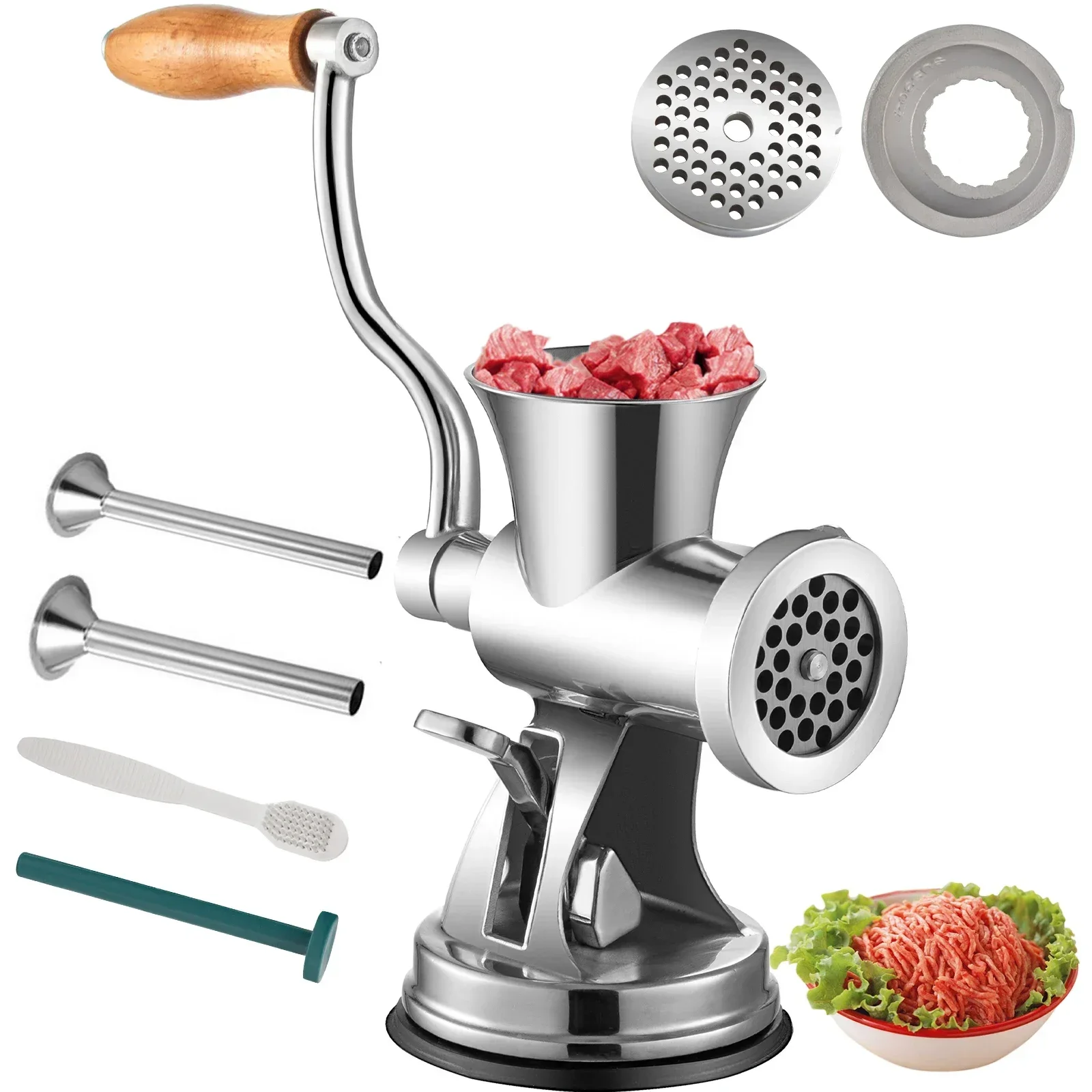 

VEVOR Manual Mini Meat Mincer Food Processor Grinder Portable Chopper Blender Sausage Stuffer Stainless Steel for Beef Fish Home