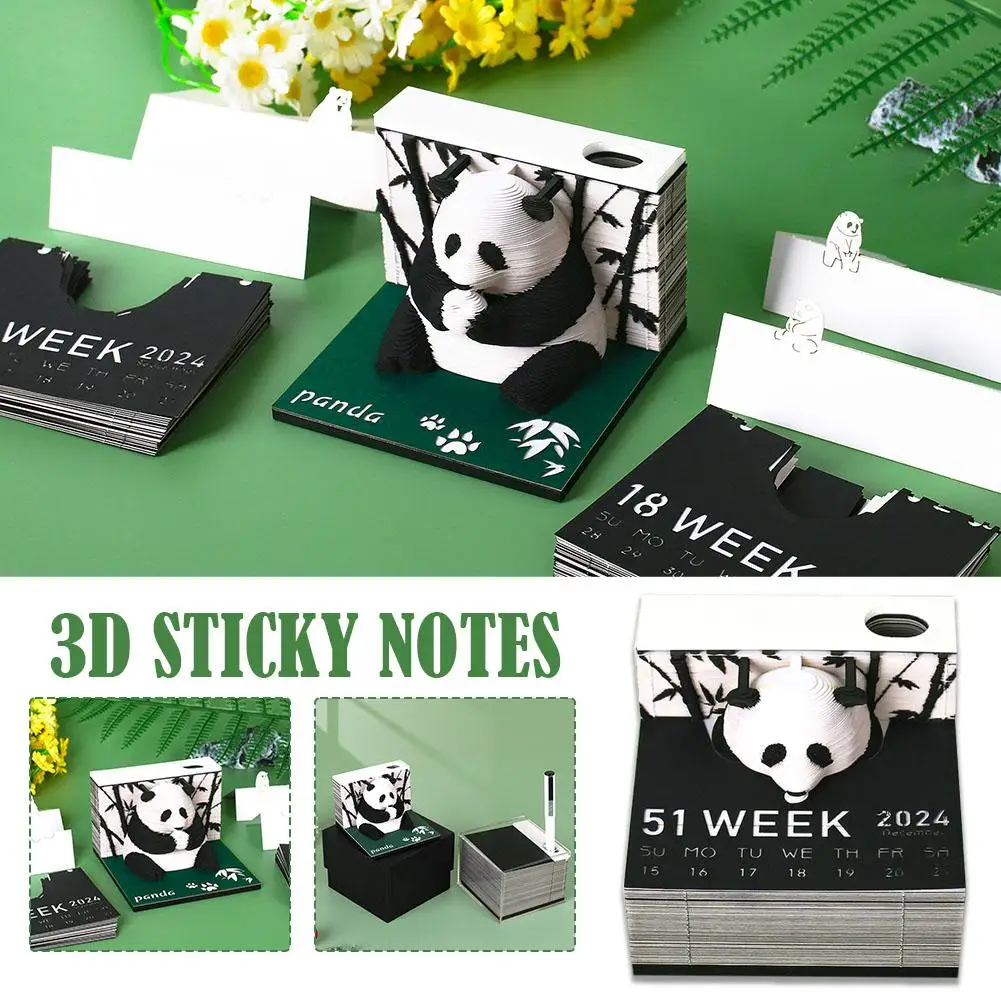 

Omoshiroi Block 3D Notepad 3D Art Calendar 2024 Panda Sticky Note Pad 3D Model Gift Kawaii Note Memo Blocks Carving 3D Pape M8Z8