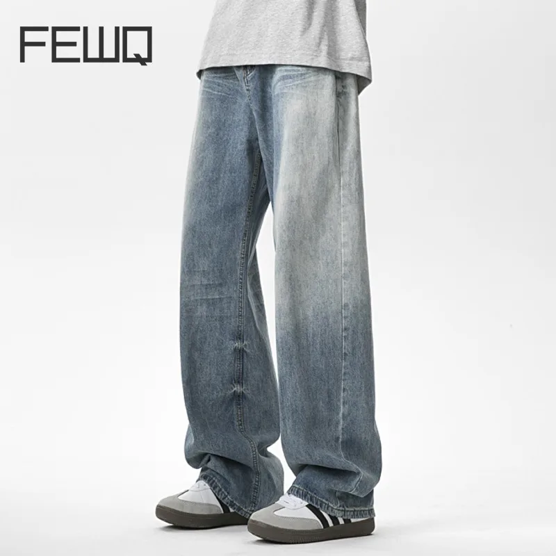 

FEWQ Men's Jeans Loose Fitting Straight Leg Pants Spring Summer Washed Versatile Casual High Street 2024 New Fashion 24X9102