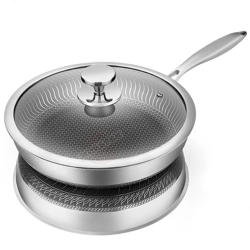 Frying Pan with Glass Lid 26/28cm Stainless Steel Honeycomb Skillet Uncoated Kitchen Cookware Induction Cooker Gas Stove Fry Pan
Frying Pan with Glass Lid 26/28cm Stainless Steel Honeycomb Skillet Uncoated Kitchen Cookware Induction Cooker Gas Stove Fry Pan