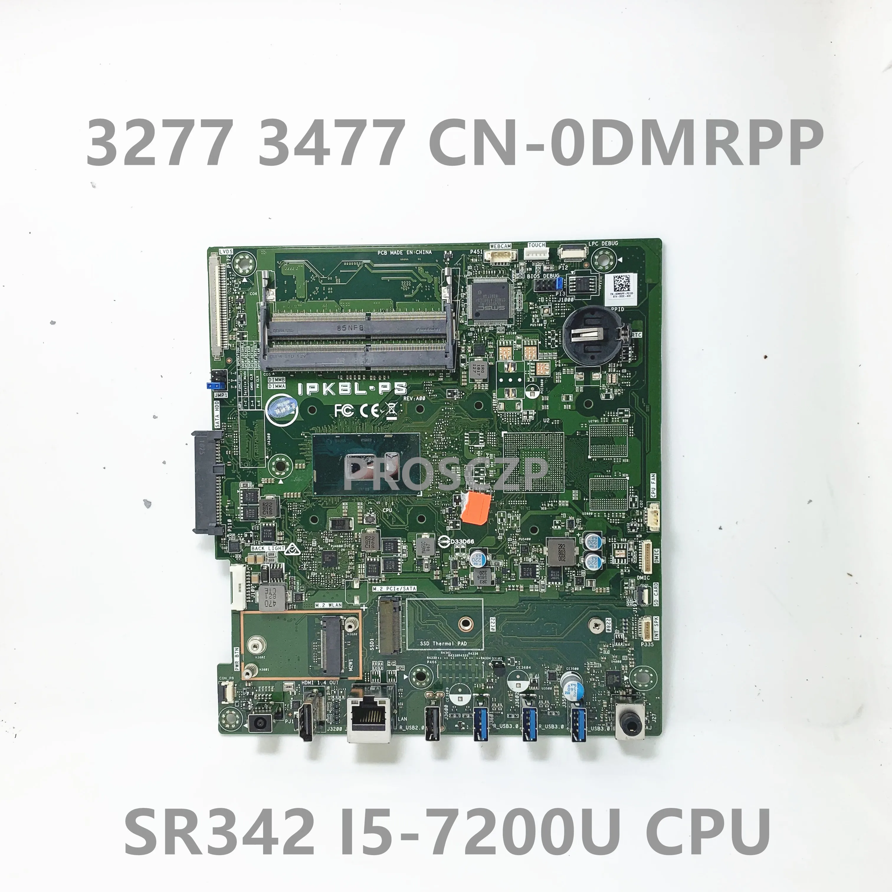 

CN-0DMRPP 0DMRPP DMRPP High Quality Mainboard For Dell 3277 3477 Laptop Motherboard SR342 i5-7200U CPU 100% Full Working Well