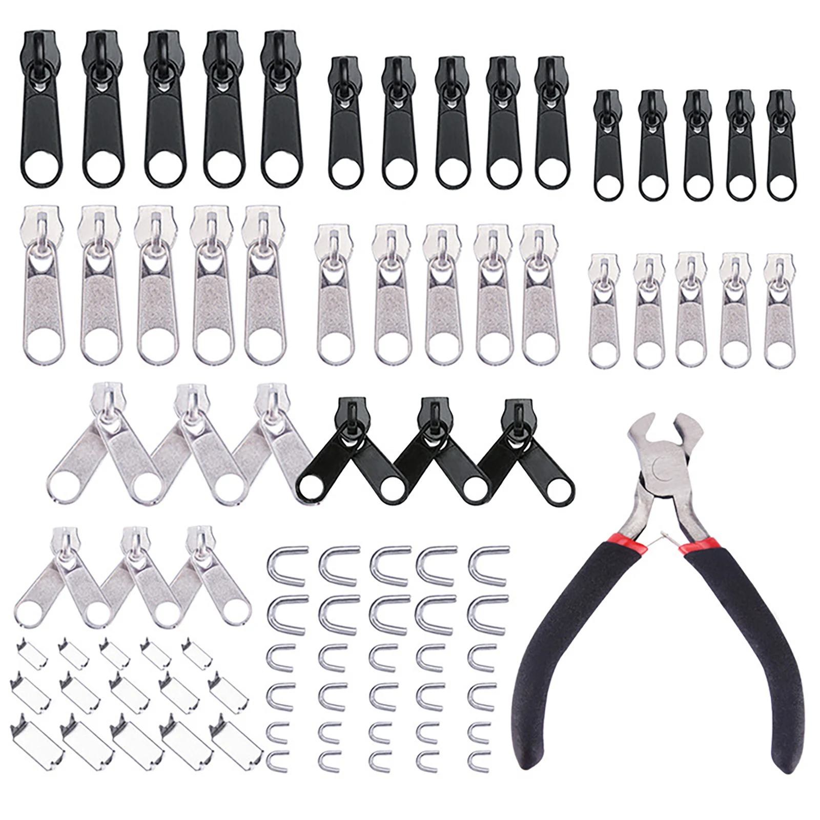 85Pcs/Set Zipper Repair Kit Easy Fix Zipper Slider Head Puller Closure Universal Replacement Broken/Wearable Household Removable 
85Pcs/Set Zipper Repair Kit Easy Fix Zipper Slider Head Puller Closure Universal Replacement Broken/Wearable Household Removable