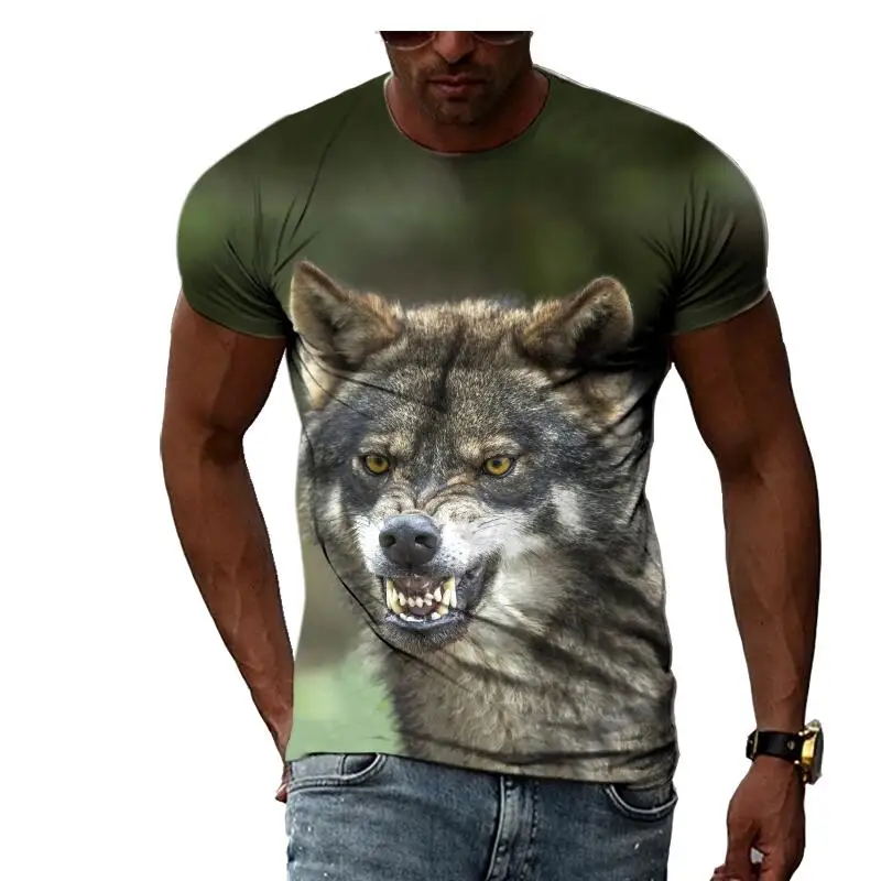 

New Summer Leisure Thin Trends Wolf Photo Men's And Women's T-Shirts HD 3D Print Hip Hop Style Round Neck Tees Short Sleeve Top