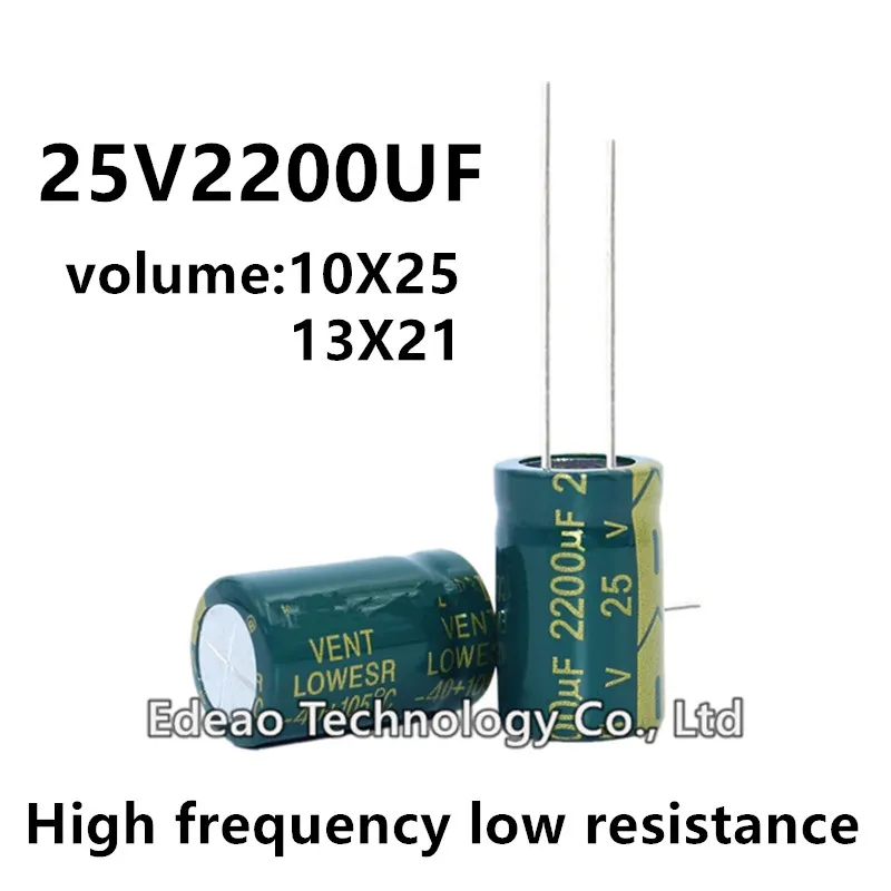 10pcs/lot 25V 2200UF 25V2200UF 2200UF25V volume: 10X25 13X21 High frequency low resistance aluminum electrolytic capacitor
10pcs/lot 25V 2200UF 25V2200UF 2200UF25V volume: 10X25 13X21 High frequency low resistance aluminum electrolytic capacitor
