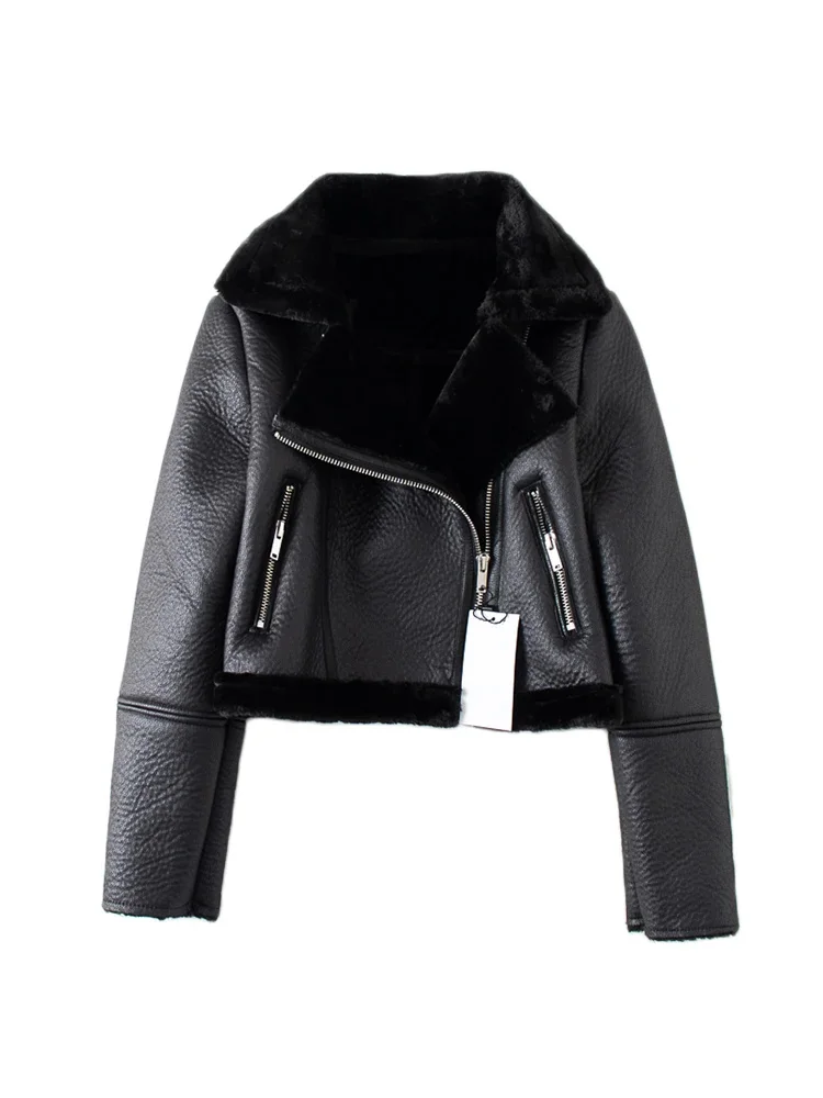 Streetwear Women Thick Warm Faux Leather Fur Short Jacket Autumn Winter Female Zipper Moto Biker Coat Outwear Tops
Streetwear Women Thick Warm Faux Leather Fur Short Jacket Autumn Winter Female Zipper Moto Biker Coat Outwear Tops