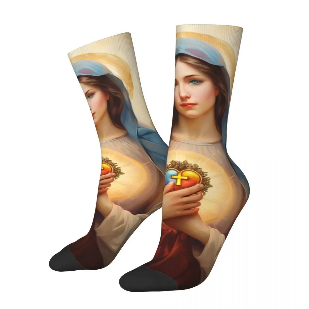 

Immaculate Heart Of Mary Catholic Theme Crew Socks Accessories for Women Cozy Printed Socks