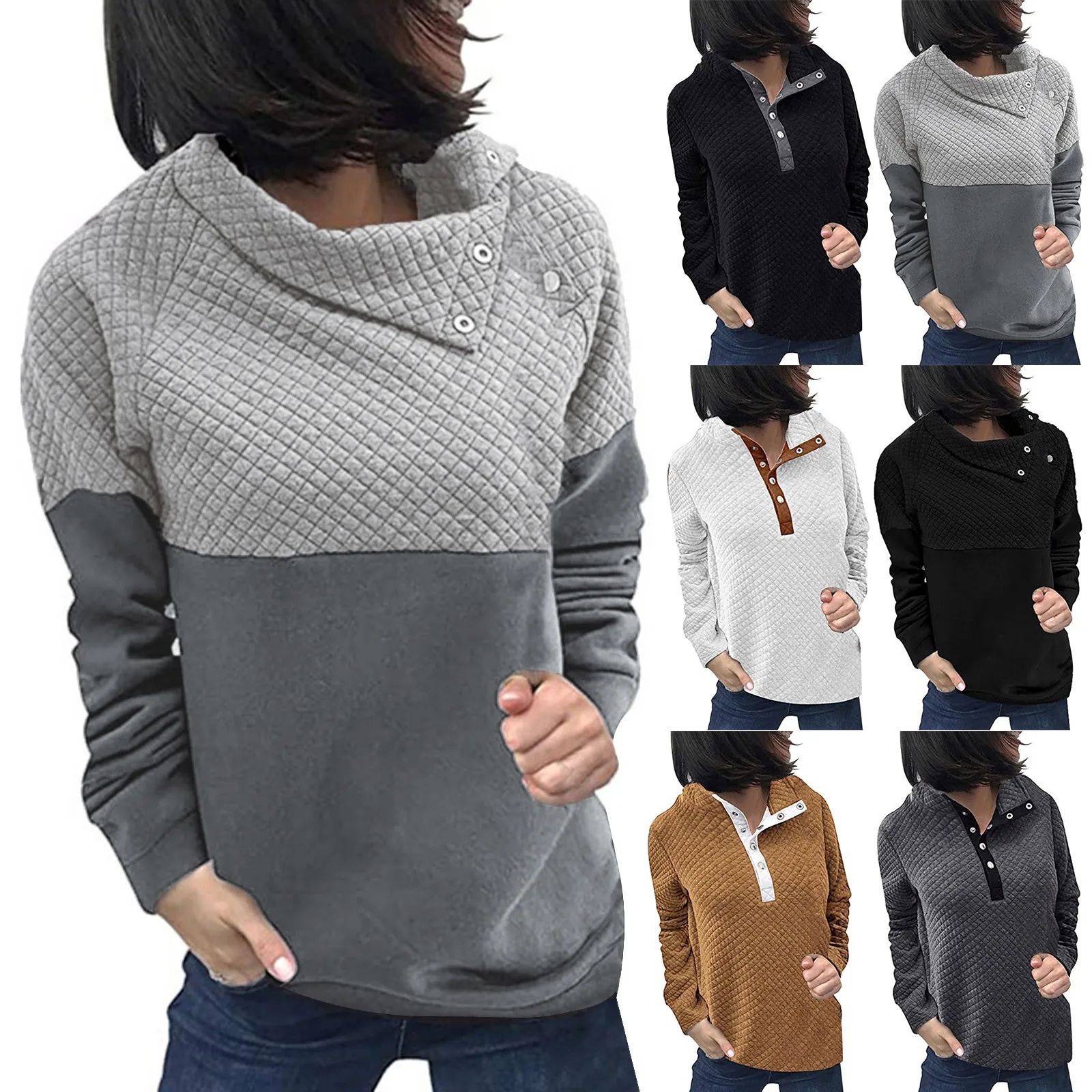 Women Sweatshirt Winter High Collar Button Warm Solid Color Long Sleeved Fashion Casual Pullover Top Cute Baggy Sweatshirt
Women Sweatshirt Winter High Collar Button Warm Solid Color Long Sleeved Fashion Casual Pullover Top Cute Baggy Sweatshirt