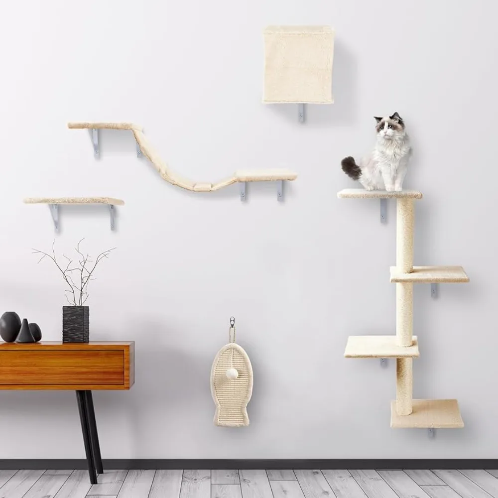 JIFULI Cat Wall Shelves and Perches , Bridge, Perch, Cat Condo House & Cat Scratching Board-Beige
JIFULI Cat Wall Shelves and Perches , Bridge, Perch, Cat Condo House & Cat Scratching Board-Beige
