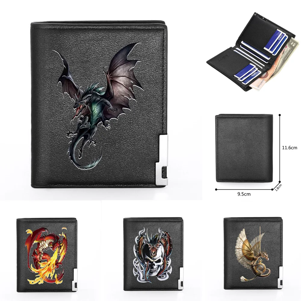 

Fashion Dragon Design Theme Design Printing Leather Wallet Men Women Billfold Slim Credit Card Holders Short Purses