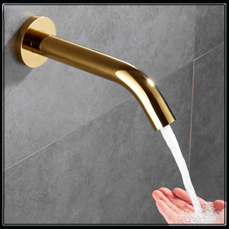 

Gold Kitchen Touchless Faucets in-wall Infrared Sink Mixer Smart Sensor Faucet Bathroom Basin Auto Faucet Vanity Hi-tech Tap
