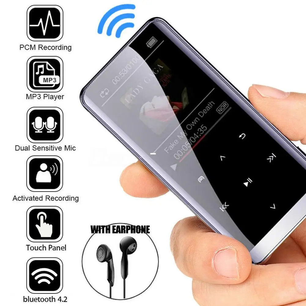 

Bluetooth-compatible Player MP3 MP4 Sport Music Speakers E-books AMV AVI Video Media FM Radio Recorder Glass Screen MP3 Speaker