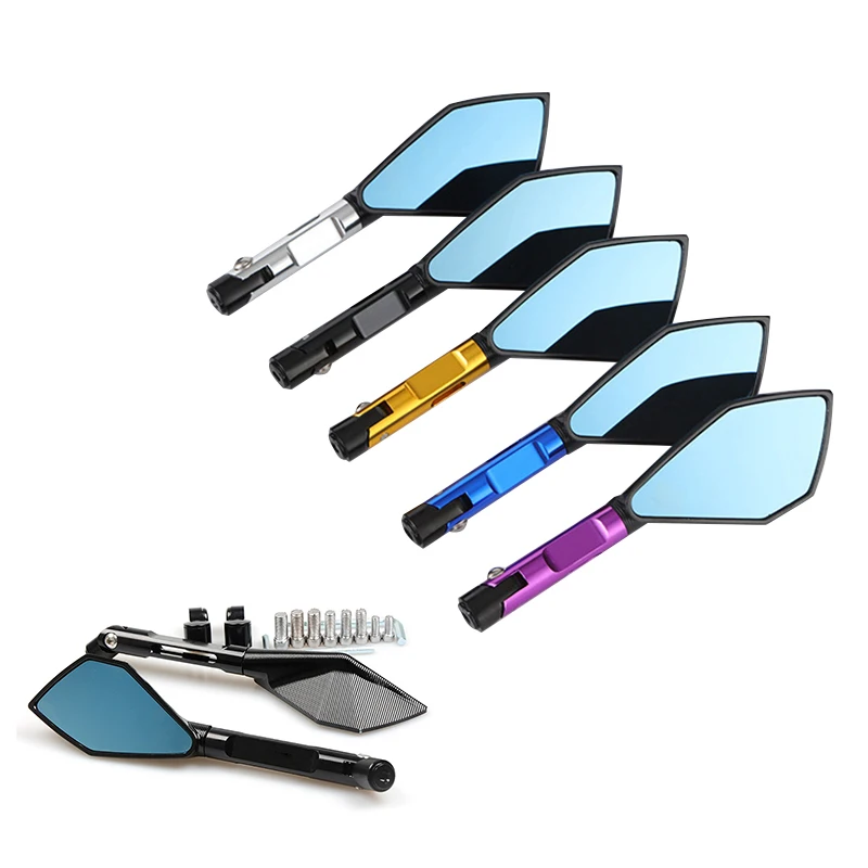Universal CNC Aluminum Motorcycle Handlebar Rear View Mirrors Blue Anti-glare 8mm 10mm Mirror for Honda Suzuki Yamaha Kawasaki 
Universal CNC Aluminum Motorcycle Handlebar Rear View Mirrors Blue Anti-glare 8mm 10mm Mirror for Honda Suzuki Yamaha Kawasaki