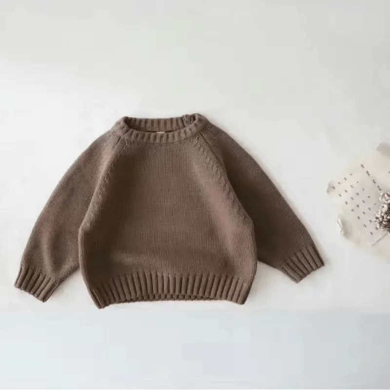 

Хлопковый Однотонный свитер для маленьких девочек и мальчиков, Вязаная толстовка с длинным рукавом для младенцев и детей ясельного возраста, Повседневный пуловер, одежда для малышей 12 мес.-12 лет