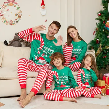 만화 산타클로스 글자 프린트 부모 자녀 크리스마스 잠옷, 가정 의류 세트, 가족 매칭 의상 세트, 2023 신상