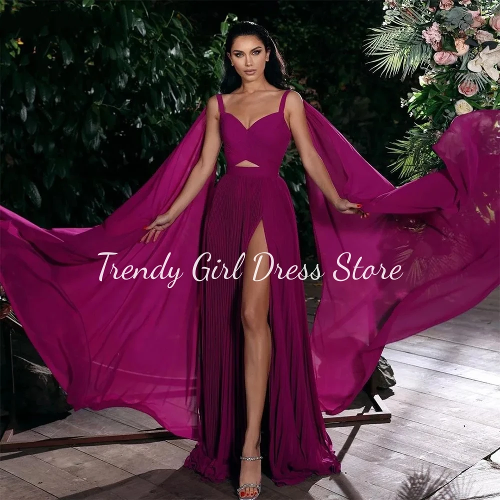 

New Purple A-Line Evening Dresses High Side Split Prom Dresses Floor Length Plus Size Custom Vestido Boda Invitada Elegante
