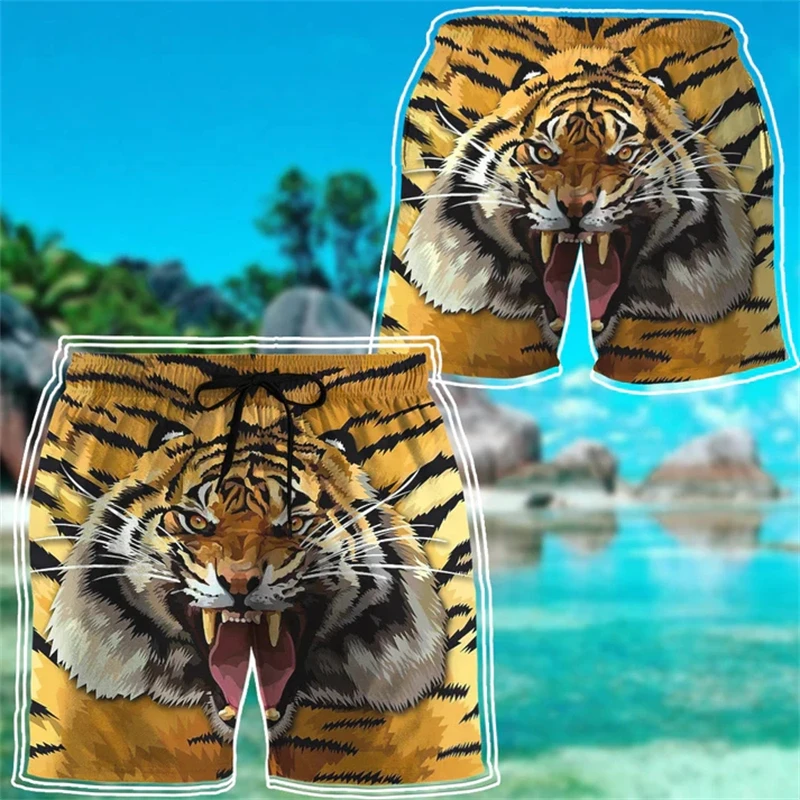 

Holiday Hawaiian Funny Animal Graphic Beach Shorts New Fashion Tiger Lion Print Street Short Pants Sportswear Quick Dry Trunks