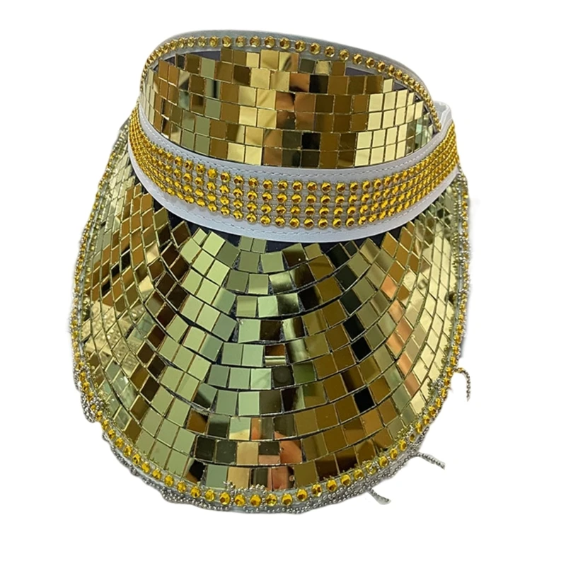 

Sparkling Visor Hat Mirrored Glitter Wild for Bachelorette Party Disco Glitter Visor Hat Disco Hat for Actor Actress 57BD