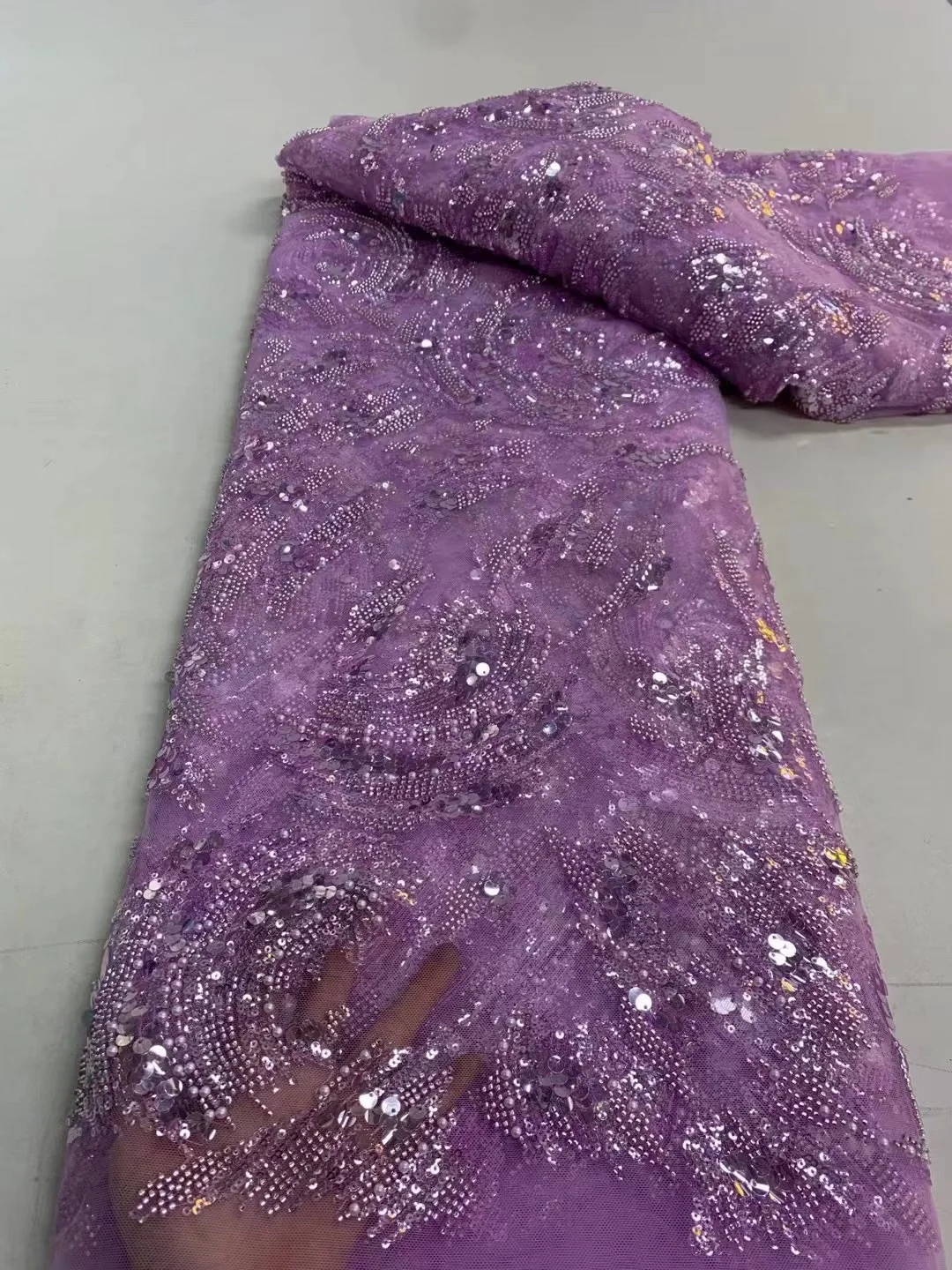 Luxury Hand Beaded Lace Fabric Bridal Luxury Quality Wedding Fabrics French Nigerian Sequins Beads Embroidered on Tulle 5yrds
Luxury Hand Beaded Lace Fabric Bridal Luxury Quality Wedding Fabrics French Nigerian Sequins Beads Embroidered on Tulle 5yrds