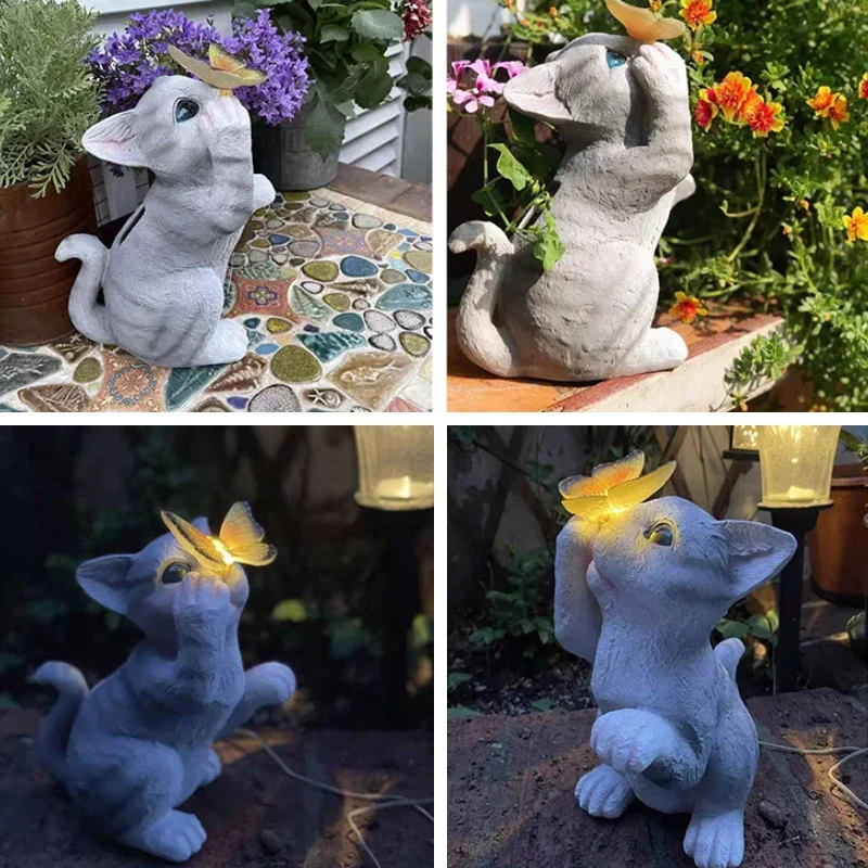 Waterproof Solar Standing Cat Butterfly Resin Statue Ornaments Cat Sculpture Crafts Outdoor Yard Garden Decoration Figurine
Waterproof Solar Standing Cat Butterfly Resin Statue Ornaments Cat Sculpture Crafts Outdoor Yard Garden Decoration Figurine