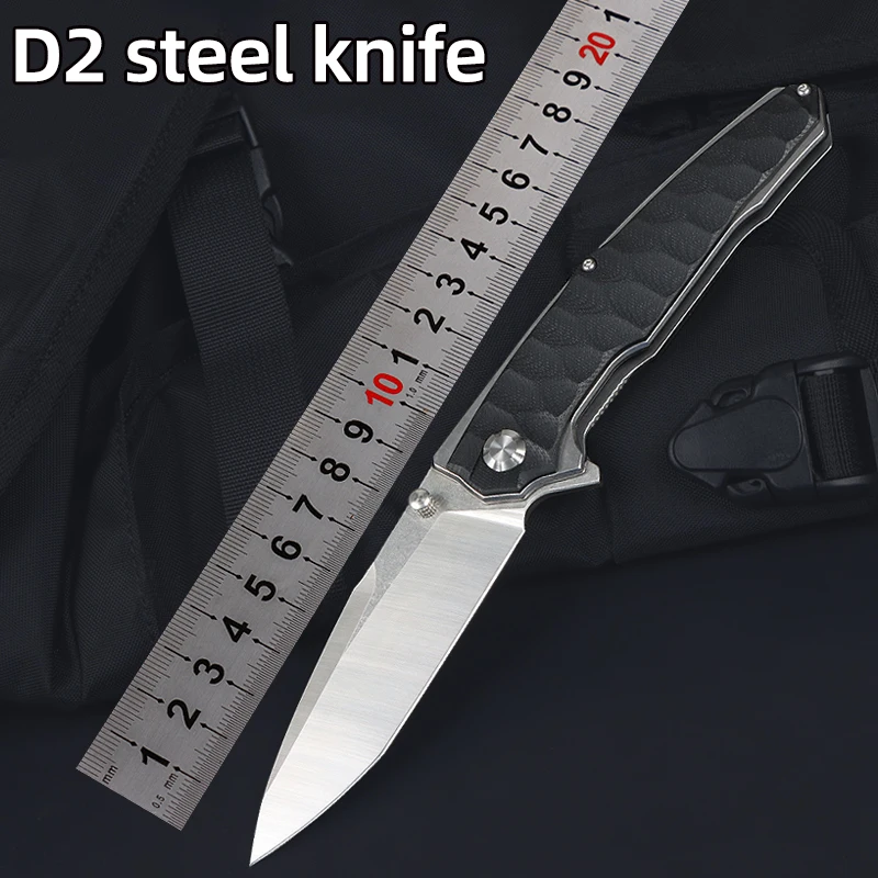 

Новинка 2023, лидер продаж, складной нож, лезвие D2, черные ручки G10, уличные тактические ножи для выживания, ножи для кемпинга, подарочная коробка