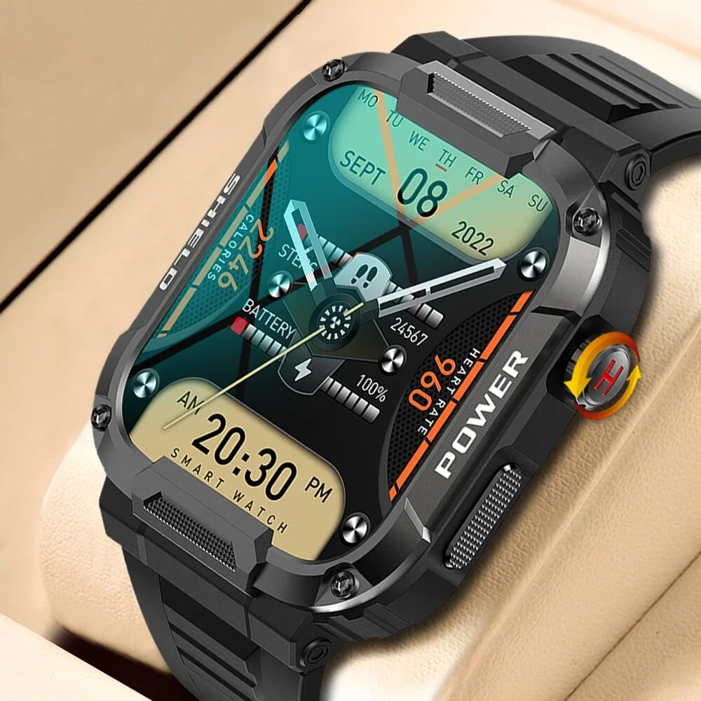

2024 New 1.85 Outdoor Military Smart Watch Men Bluetooth Call Smartwatch for Android IOS IP68 Waterproof Sports Fitness Watches