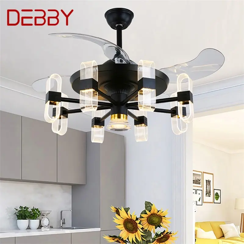

DEBBY Modern Ceiling Fan With Light And Control LED Fixtures 220V 110V Decorative For Home Living Room Bedroom Restaurant